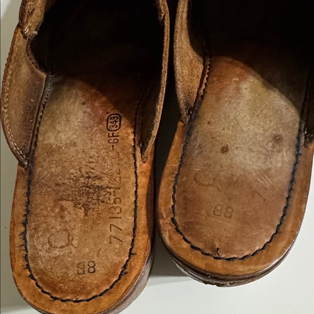 Brown Leather Women's Clogs - Picture 14 of 16